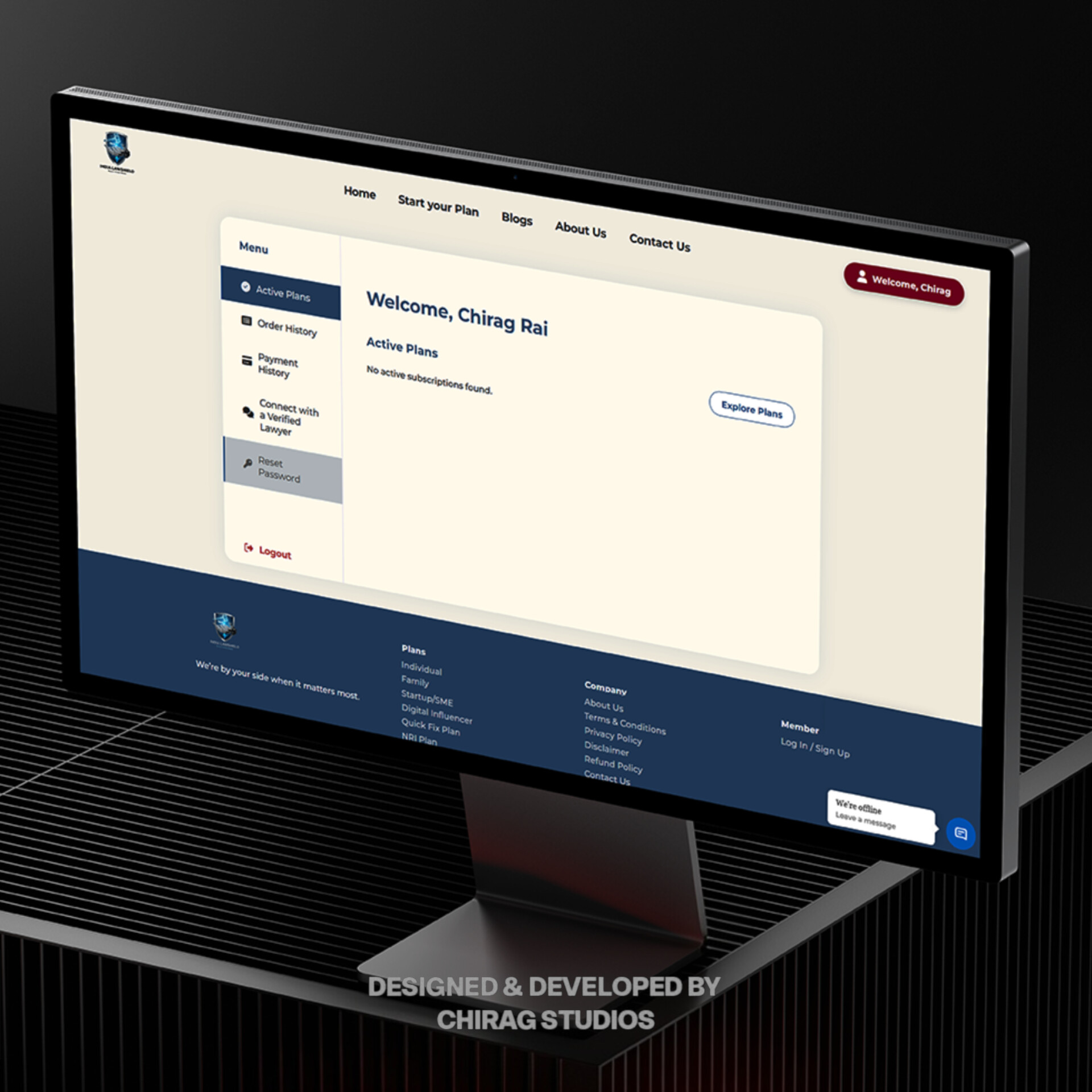 India Law Shield Home page UI